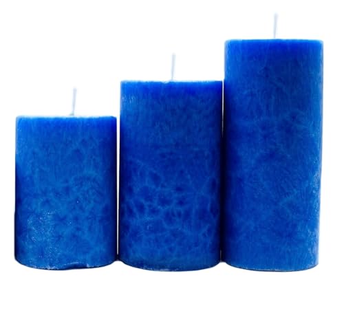 The Decor Affair Marble Finish Sea Breeze Scented Pillar Candles - Pack of 3, Smokeless & Ideal for Home Decoration and Special Occasions.