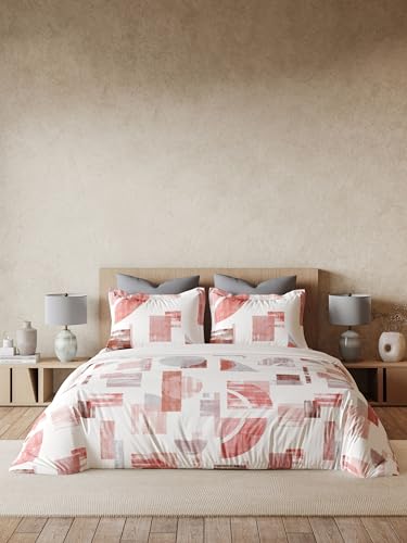 DDecor King Size Bedsheet 180 Thread Count Cotton with 2 Pillow Covers - Premium Collection - Coral Haze