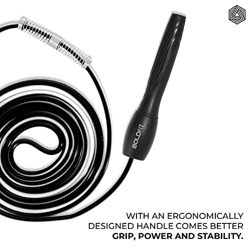 Boldfit Skipping Rope for Men and Women Jumping Rope With Adjustable Height Speed Skipping Rope for Exercise, Gym, Sports Fitness Adjustable Jump Rope, Polyvinyl Chlorine (PVC), Black-White