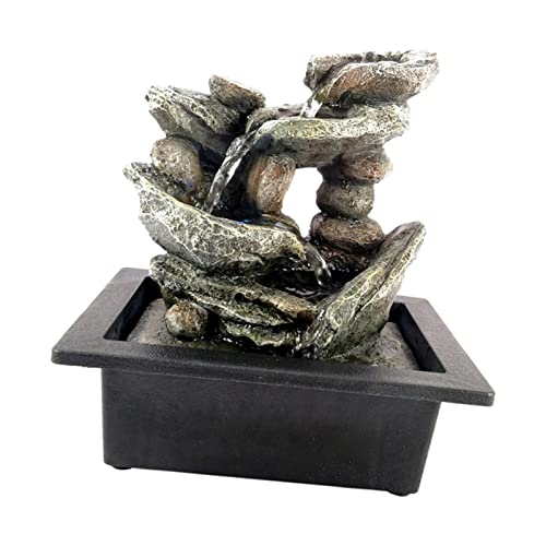 ATORSE® Waterfall Fountains Tiered Cascading Rock Falls Tabletop Water Fountain