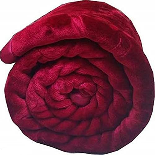 WINSTON HOME Luxurious Embossed Korean Mink Single Bed Blanket (Acrylic and Polyester, Maroon)