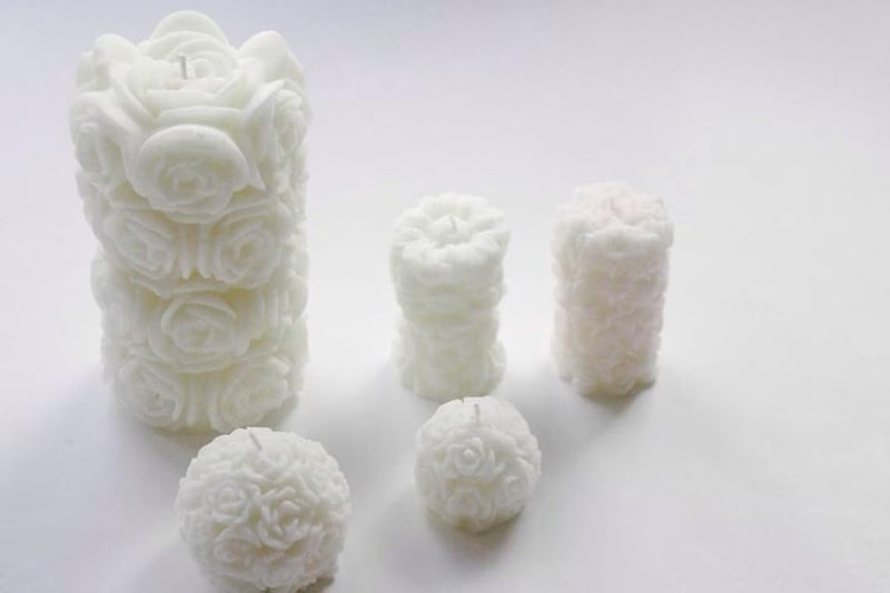 Timeless Petals Graceful White Rose Pillar Candle, a Long-Lasting and Beautiful Symbol of Love and Devotion