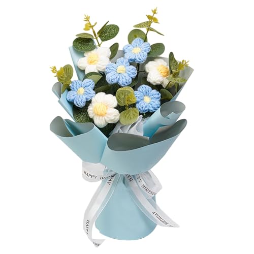 THE STYLE SUTRA Crochet Flower Bouquet Mother's Day Dacoration for Wedding Thanksgiving Gift Blue