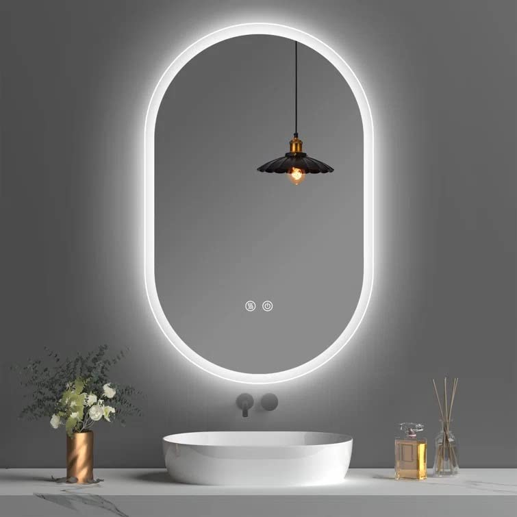 VENETIAN IMAGE Oval LED Wall-Mounted Bathroom Vanity Mirror with Anti-Fog and Dimmable 3k/4k/6k Led Lights (36" x 24")/ 60x90cm