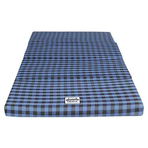 COLOFLY Dual Comfort Reversible | Foldable UHD Foam | Single Bed Mattress | 4 Fold Black-Blue | (72x35x3)