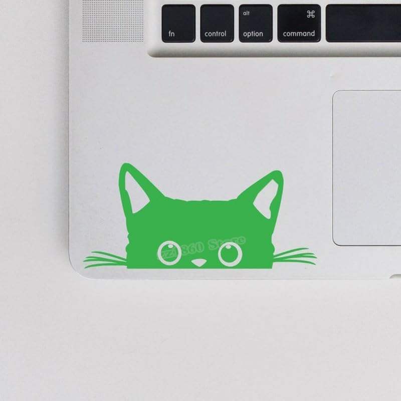 GADGETS WRAP Vinyl Notebook Computer Decal Peeking Cat Vinyl Green