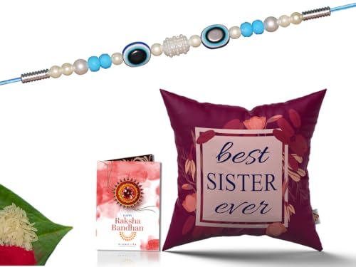 Pillow Rakhi for Brother with Gift - Rakhi with Rakhi Cushion with Filler Greeting Card- Rakhi for Brother, Gifts for Brother, Gifts for Rakhi, Gifts for Rakshabandhan Rakhi Gifts-CH-SIS-26-PC