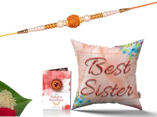 Pillow Rakhi for Brother with Gift - Rakhi with Rakhi Cushion with Filler Greeting Card- Rakhi for Brother, Gifts for Brother, Gifts for Rakhi, Gifts for Rakshabandhan Rakhi Gifts-CH-SIS-27-PB