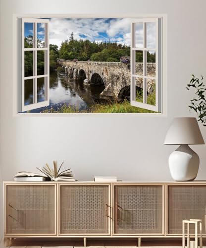 JVERF - JZZA22975 Ireland Rivers Bridges Beaufort Kerry| Self-Adhesive Open Window Wall Sticker