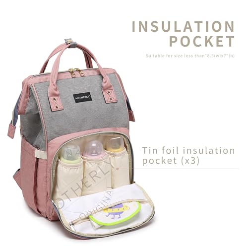 motherly Stylish Babies Diaper Bags for Mothers for Travel | 6 Month Warranty (Gray and Pink)