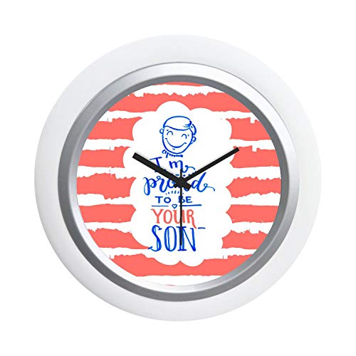 TheYaYaCafe Yaya Cafe I m Proud to Be Your Son Desk Clock for Dad - 6x6 inches, Round (White Frame, Unbreakable Flexiglass Cover, Analog)