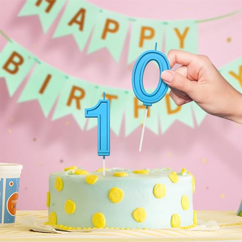 Blue 7 Number Birthday Candle for Cake, 2.76 Inch Number Cake Candles for Wedding Anniversary Decoration Happy Birthday Party Celebration