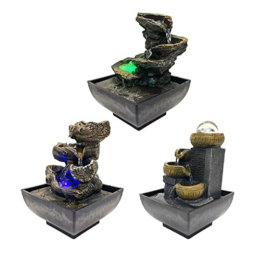 ATORSE® Desktop Water Fountain Waterfall Resin Crafts Flowing Water for Garden Decor Style A