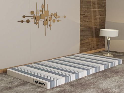 LAYLUXURY SmartBuy Epe 4 Fold Mattress 3 inch Single EPE Foam Mattress 72x35x3 Grey White