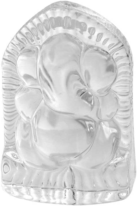 Satre Online And Marketing Crystal Glass Ganesha Idol Statue/Car Dashboard/Home/Office Decoration (Silver)