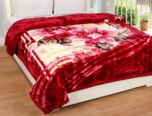 ALCITIC HOME Double ply Luxurious Blanket Mink for doublebed for mild Winters. Embossed Design Heavy Duty