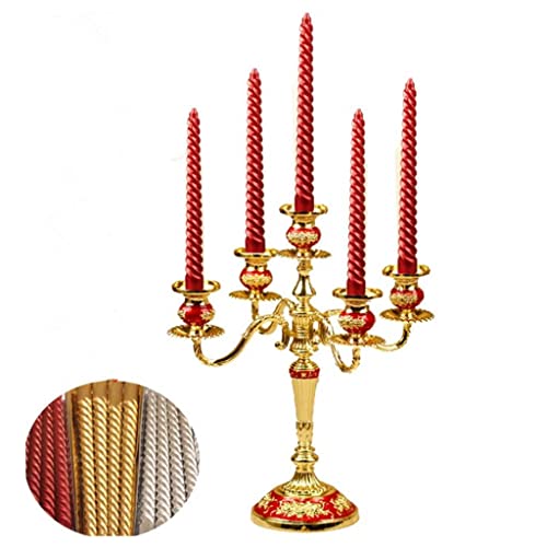 ATORSE® 2Pcs Twisted Spiral Christmas Taper Wax Candle Candlelight Dinner Decor Red