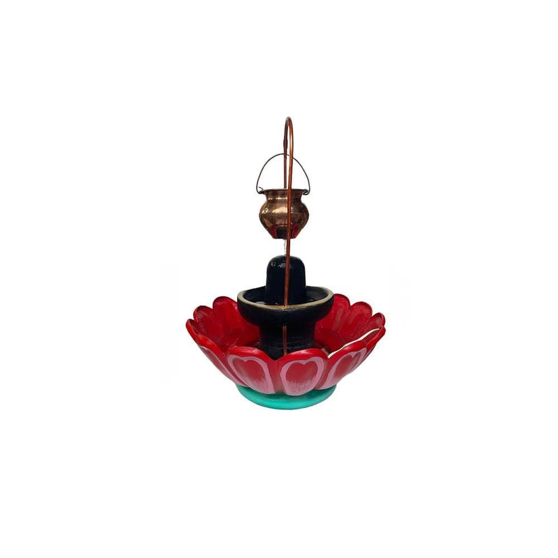 Waahkart FRP Handmade Durable Unbreakable Decorative Traditonal Shivling Water Fountain for Home, Office, Temple, Hotel Décor (Black-Red)