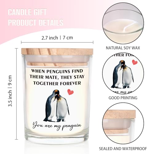 Anniversary Candle Gifts for Women Men, Funny Gifts for Him Her Engagement Gifts for Couples You are My Penguin Birthday Presents for Her Girlfriend Him Boyfriend