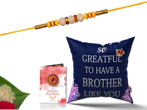 Pillow Rakhi for Brother with Gift - Rakhi with Rakhi Cushion with Filler Greeting Card- Rakhi for Brother, Gifts for Brother, Gifts for Rakhi, Gifts for Rakshabandhan Rakhi Gifts-CH-BRO-32-PA