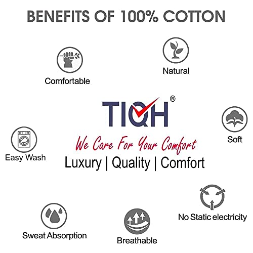 TIQH 100% Soft Muslin Cotton Dohar with Pure Cotton Flannel Filling Soft Touch Reversible Lightweight Blanket/Dohar (Double Bed)