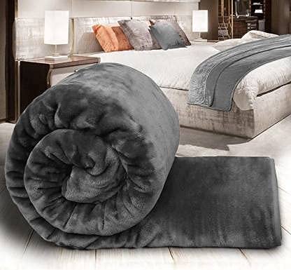 Kannu Single/Double Bed Mink Blanket King Size Heavy Winter Mink Soft AC Room Fleece All Weather Warm kambal (Gray, Single)