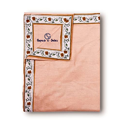 Gopesh e-Sales® Floral Printed Border Cotton Blanket for Summer/Cotton dohar for Single Bed/ac Quilts for Summer (Pack of 1) Peach