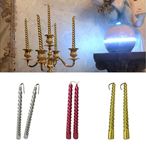 SAZ DEKOR 2pcs Twisted Spiral Christmas Taper Wax Candle Candlelight Dinner Decor Gold