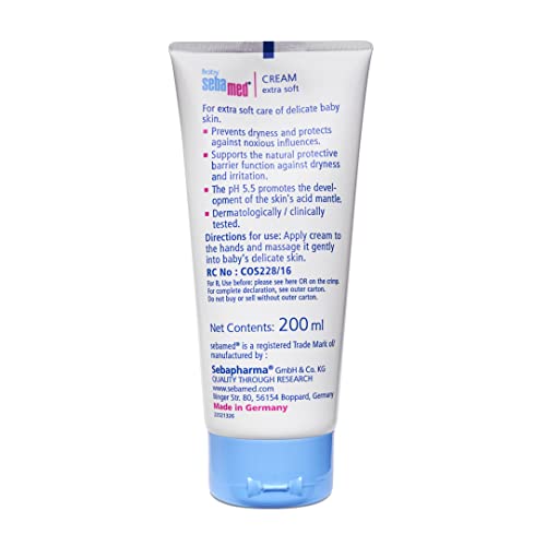 Sebamed Baby Cream Extra Soft 200m|Ph 5.5| Panthenol and Jojoba Oil|Clinically tested| ECARF Approved