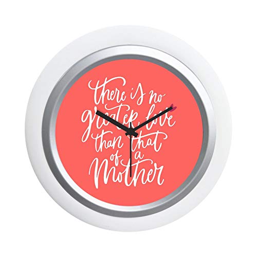 YaYa cafe There is No Greater Love Than That of a Mother Desk Clock Canvas Home Decor - 6x6 inches, Round (White Frame, Unbreakable Flexiglass Cover, Analog)