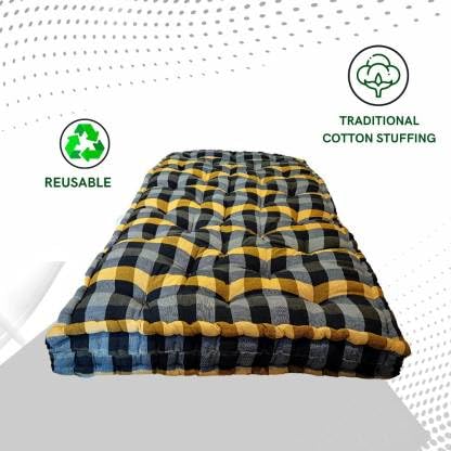 IMSMARTMART 4 Inch Check 4 inch Single Cotton MattressBreathable, Comfort and Support, Durable, Seasons, Ideal for Sensitive Skin (L x W: 34 inch x 72 inch)