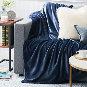 TRUE VALUA All Season Solid/Plain Light Weight Polar Fleece Single Bed Blanket Soft Chenille Throw Blanket for Sofa, Bed & Couch AC Summer Blanket (Blue, Single)