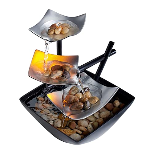 CALANDIS Tabletop Fountain Meditation Illuminated Flowing Water Fountains Home Decor