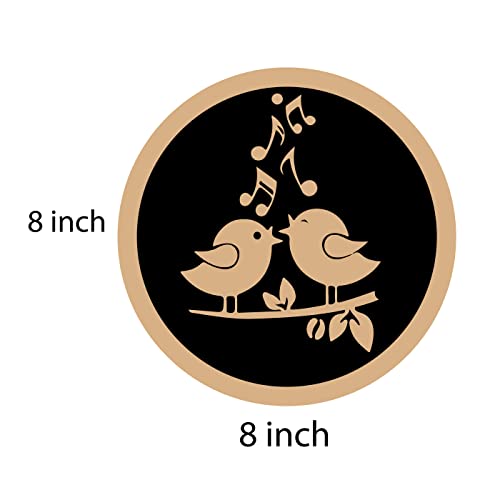 DOTME Love Birds Music Wooden With Vinyl Sticker Decorative Design Wall Decor For Home Kids Bedroom Living Room Hall DIY Art 8 INCH (Black)