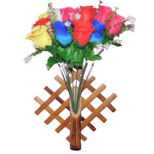 Singaa Wall Mounted Hanging Bamboo Wood Flower Vase ∣ Stand for Home Office Garden Decore (Vases Only) (1)