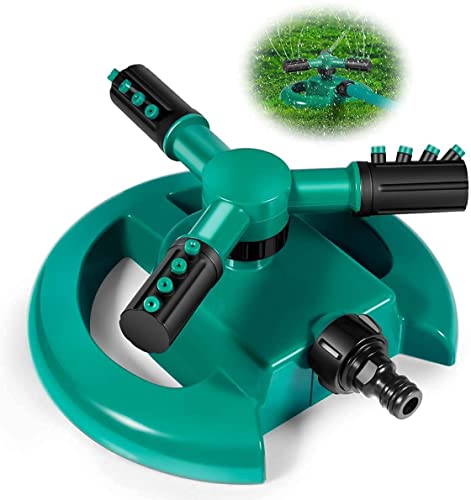 E-COSMOS 1 Pc Automatic 360 ° Rotating Adjustable Round 3 Arm Lawn Water Sprinkler for Watering Garden Plants/Pipe Hose Irrigation Yard Water Sprayer (Green)