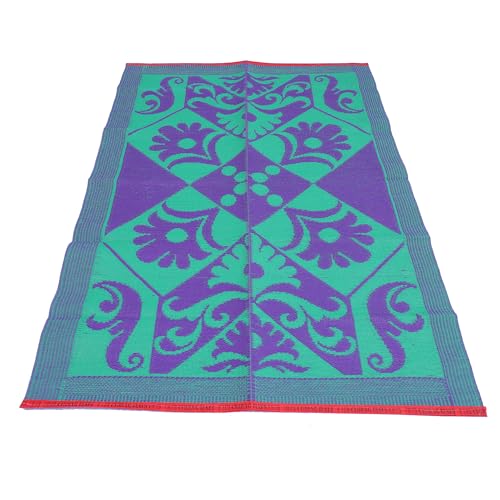 RED CRUSH Multipurpose Foldable Plastic Chatai Mat Rectangular Floor Sitting Chatai Mats for Home Sleeping, 4 X 6 Feet, Multicolour, Pack of 1