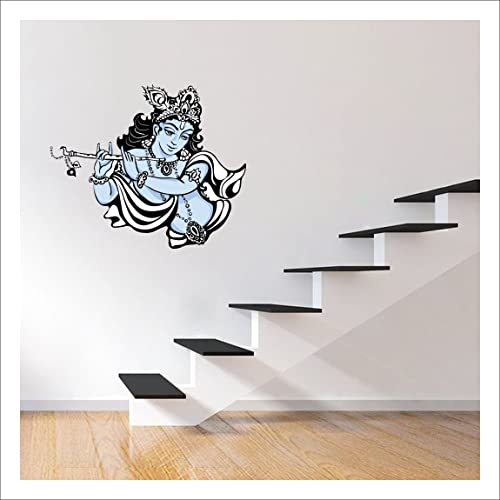 Blue Krishna Self Adhesive VinylWaterproof Decorative Wall Stickers for Hall, Bedroom, Kitchen and Furniture