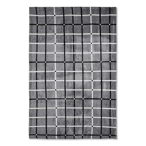 haus & kinder Reversible Flannel Extra Warm AC Blanket Double Bed-Machine Washable Double Blanket for All Season | Anti Fungle Soft Blanket Double Bed | 1Pc | 450 GSM, 220 X 230CM, Grey, Grey Stripe