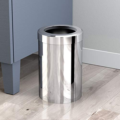 Gatco 1910 Waste Can Modern Bathroom, Kitchen, Office Trash Bin, Round, Chrome