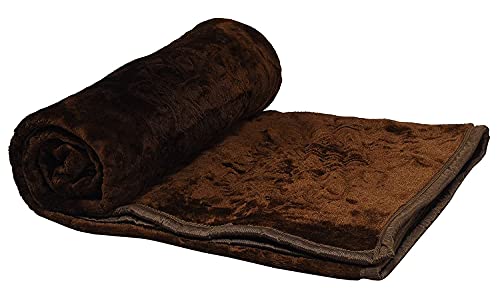 Slickcomfort Premium Plush Blanket | 300 GSM Lightweight Cozy Soft for Bed, Sofa, Couch, Travel & Camping | Flannel (Brown, Double Bed)