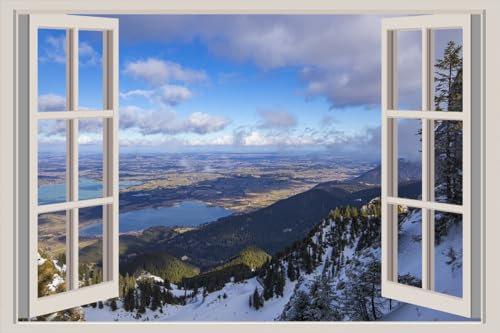 JVERF - JZZA21907 Germany Lake Mountains Lake Forggensee Bavaria| Self-Adhesive Open Window Wall Sticker