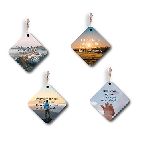 woopme® 4 PCs Inspiring Quotes Printed Wall Hanging For Home Office Restaurant Hall Wall Decor 8 x 8 Inch