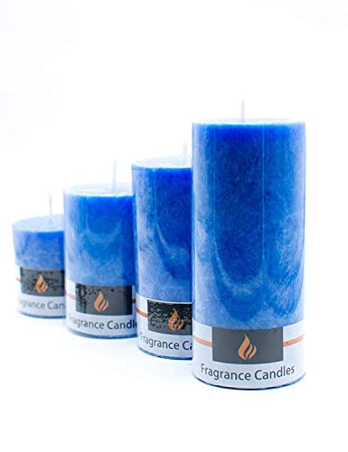 The Decor Affair Set of 4 Exquisitely Crafted Small Pillar Candles with Mesmerizing Marble Finish, Infused with The Refreshing Essence of Sea Breeze.