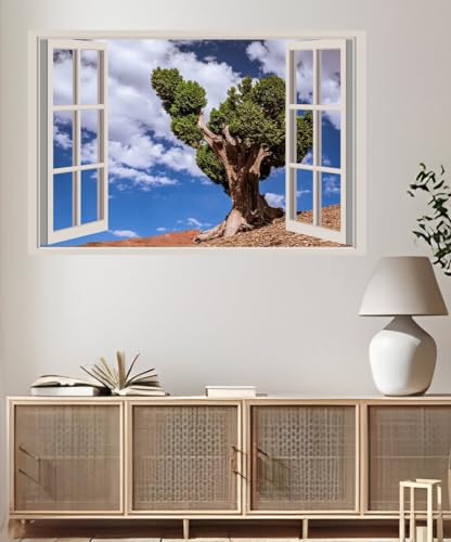 JVERF - JZZA28231 Sky Morocco Africa Tadla Azilal Clouds Trees| Self-Adhesive Open Window Wall Sticker