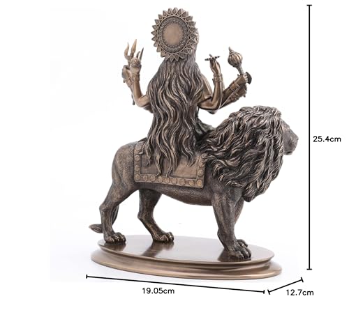 VERONESE Durga Riding on Lion Statue Sculpture - Divine Mother Hindu Goddess