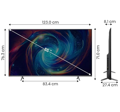 Hisense 139 cm (55 inches) Tornado Series 4K Ultra HD Smart QLED TV 55E7K PRO (Dark Grey)