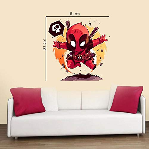 Sahaj Decor Small Deadpool Sticker | Wall Sticker for Living Room -Bedroom - Office - Home Hall Decorative Stickers