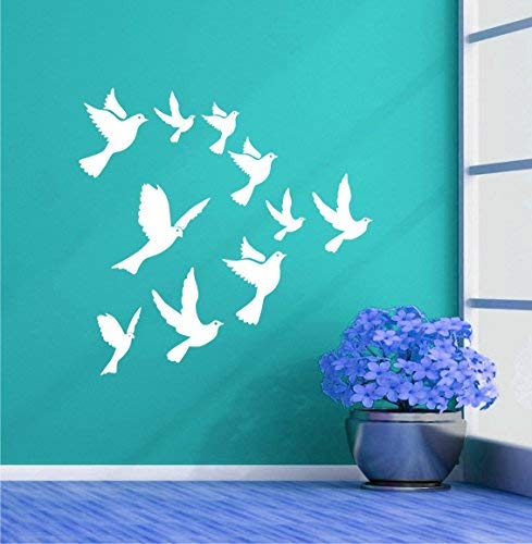 Heaven Decors Flying Birds White Wall Decal Size(59*60)