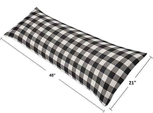 Full Body Pillow Insert Without Cover - Large Pillow for Adults - Breathable Long Side Sleeper Pillow for Sleeping （21× 48 inch）- Black and White Check Hug Pillow Big Soft Body Pillow.